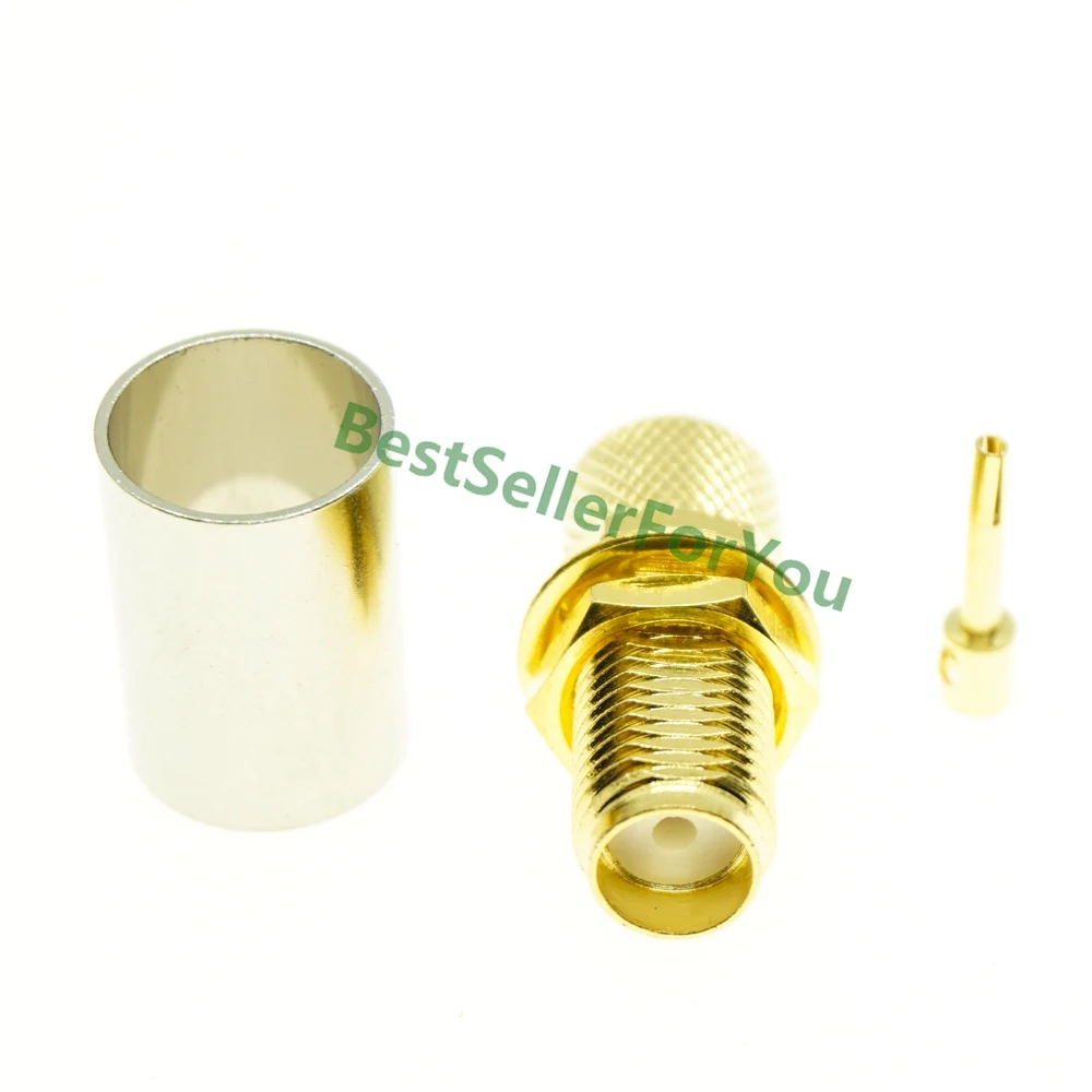 SMA Connector Female Jack Bulkhead Nut Crimp For RG5 RG6 5D-FB LMR300 Cable Straight RF Connector