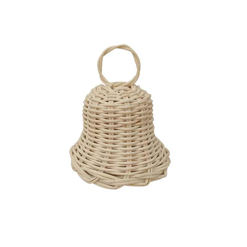 Cute Natural Rattan Hand-woven Christmas Bell Kids Room Wall Decoration Kindergarten Party Ornament Wedding Decor Baby Best Toy