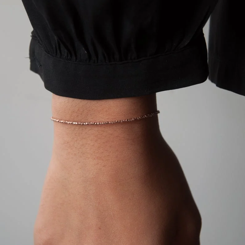 Rose Gold Beads Bracelet Jewelry for Women Adjustable Fashion Accessory