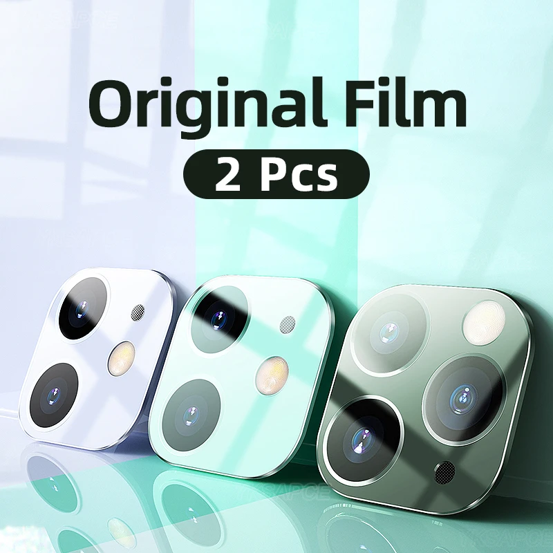 2 قطعة عدسة الكاميرا الخلفية ثلاثية الأبعاد الملونة الزجاج المقسى طبقة رقيقة واقية آيفون 11 12 mini 12 Pro Max واقي للشاشة الخلفية لين