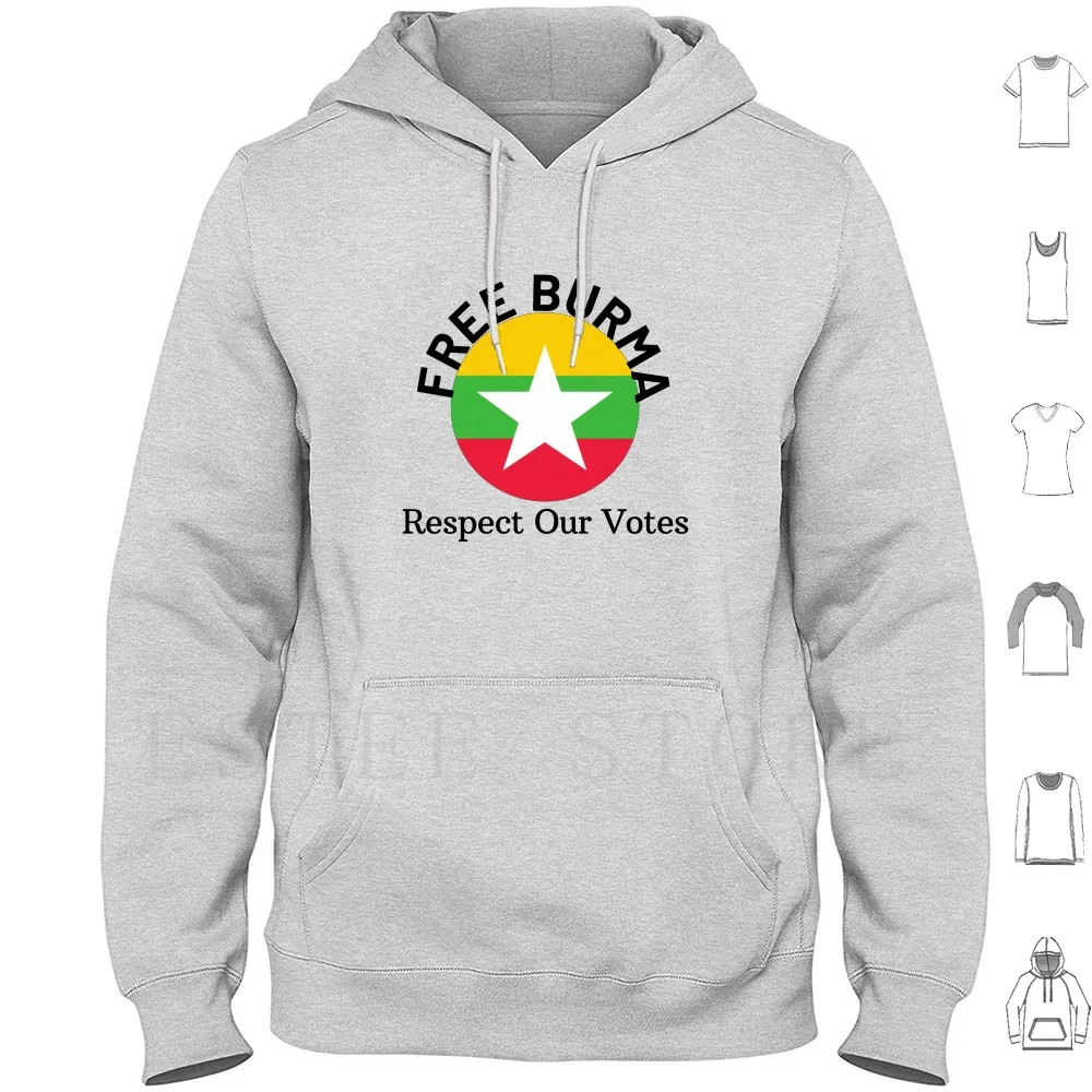 Free Burma Save Respect Our Votes Hoodies Long Sleeve Dictatorship Jakarta Free Burma Help Burma Burma Dictator