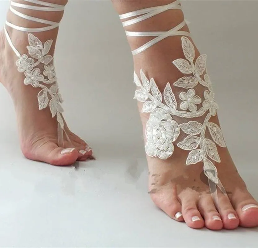 Elegant Lace Beach Bind-anklets Wedding Barefoot Sandals 2020 Anklet Chain Cheap Custom Made Bridal Bridesmaid Jewelry Foot