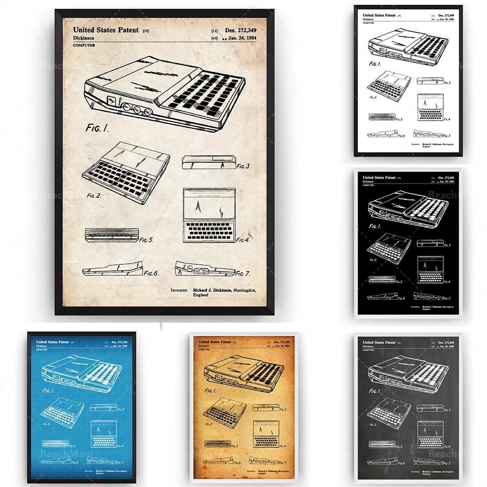 

Sinclair ZX81 Computer Patent Print Wall Art Poster Blueprint Gifts