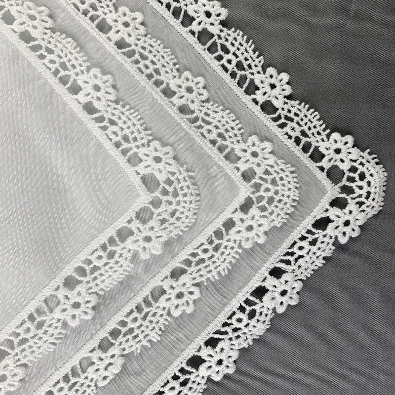 12 PCS Fashion Ladies Handkerchief White 100% Cotton Wedding Bridal Handkerchief Embroidered Vintage Lace Edging Hankies