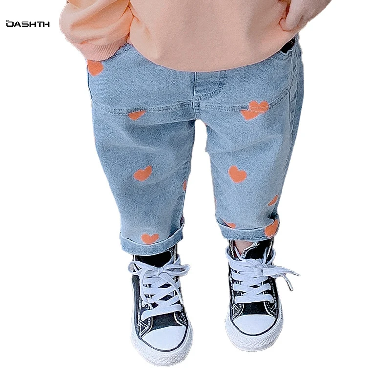 

OASHTH Children's clothing spring and autumn new girls jeans fashionable pants children's loose trousers