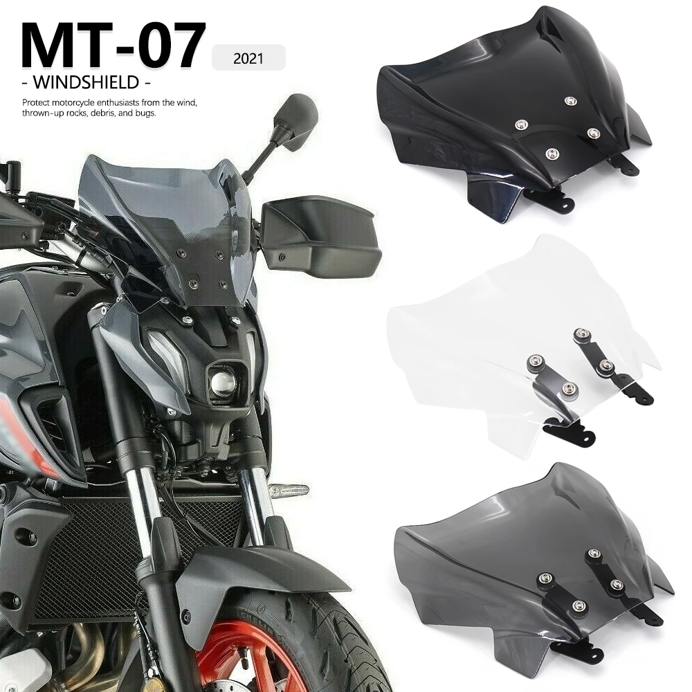 

New 2021 For Yamaha MT07 MT-07 MT 07 mt07 Motorcycle Windshield WindScreen Front Screen Accessoris Clear / black / smoky gray