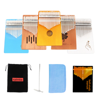 17 Key Kalimba Thumb Piano Single Board Mahogany Waterfall /Finger Heart Pattern Sound Hole Mbira Keyboard Instrument