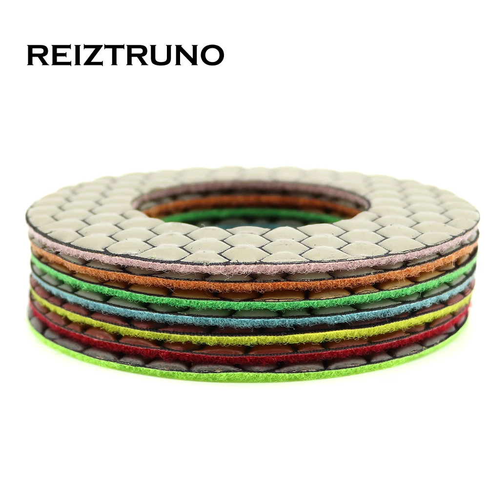 Reiztruno 7 Cái/bộ 130 Mm Khô Đánh Bóng Đá Lục Giác Nhựa Dán Chuyên Nghiệp Chà Nhám Đĩa Cho Đá Cẩm Thạch Đông Ninh Tầng Xay Khô