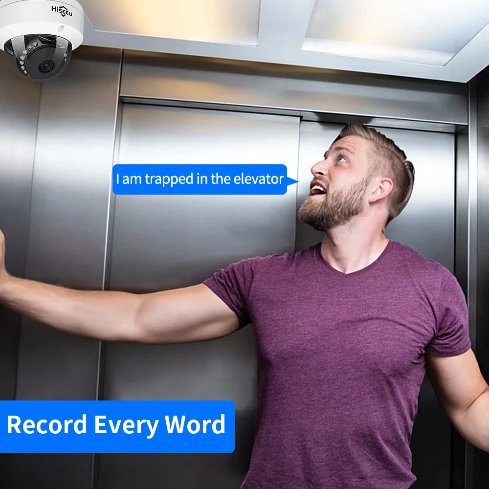 Telecamera IP POE 5MP 1080P H.265 Audio Dome Camera Motion Detection per PoE NVR App View Hiseeu