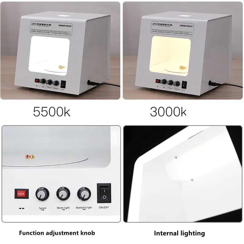 Neue SANOTO Foto Studio Fotografie Licht Box Softbox Dimmbare Rotierenden Plattenspieler Für Schmuck Fotografie Video 3D Scannen – Detail 8