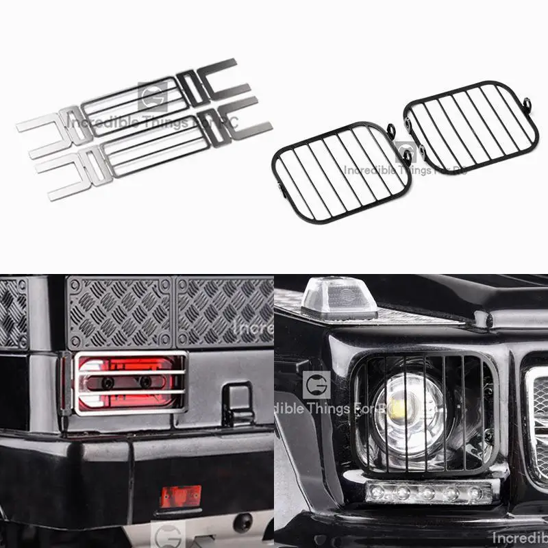 

1 pair of metal front headlight grille and rear lampshade for 1/10 Trax TRX6 G63 For TRX4 G500 RC crawler car parts