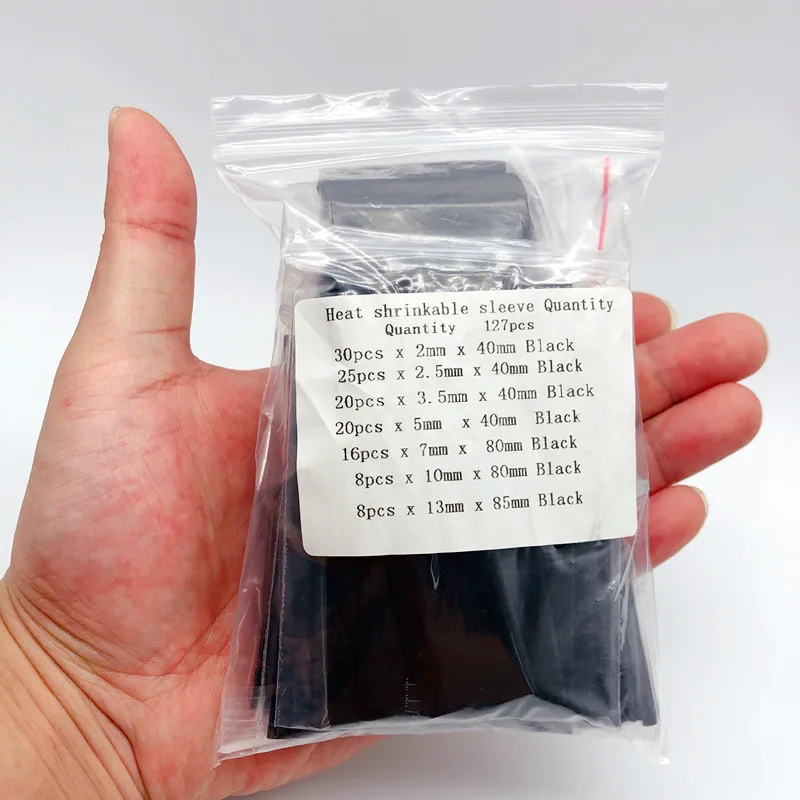 127pcs guaina termorestringente nera guaina isolante per cavi kit elettronico impermeabile guaina termorestringente rivestita in poliolefina