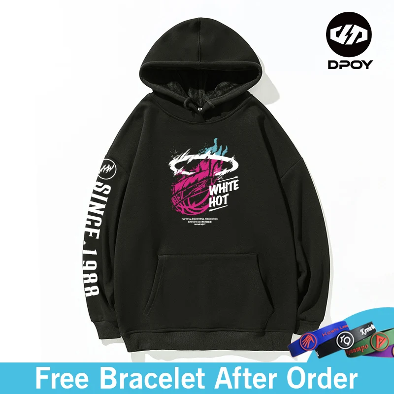 dpoy original design ink style sweatshirt autumn and winter plus velvet sweater warm basketball player hoodie