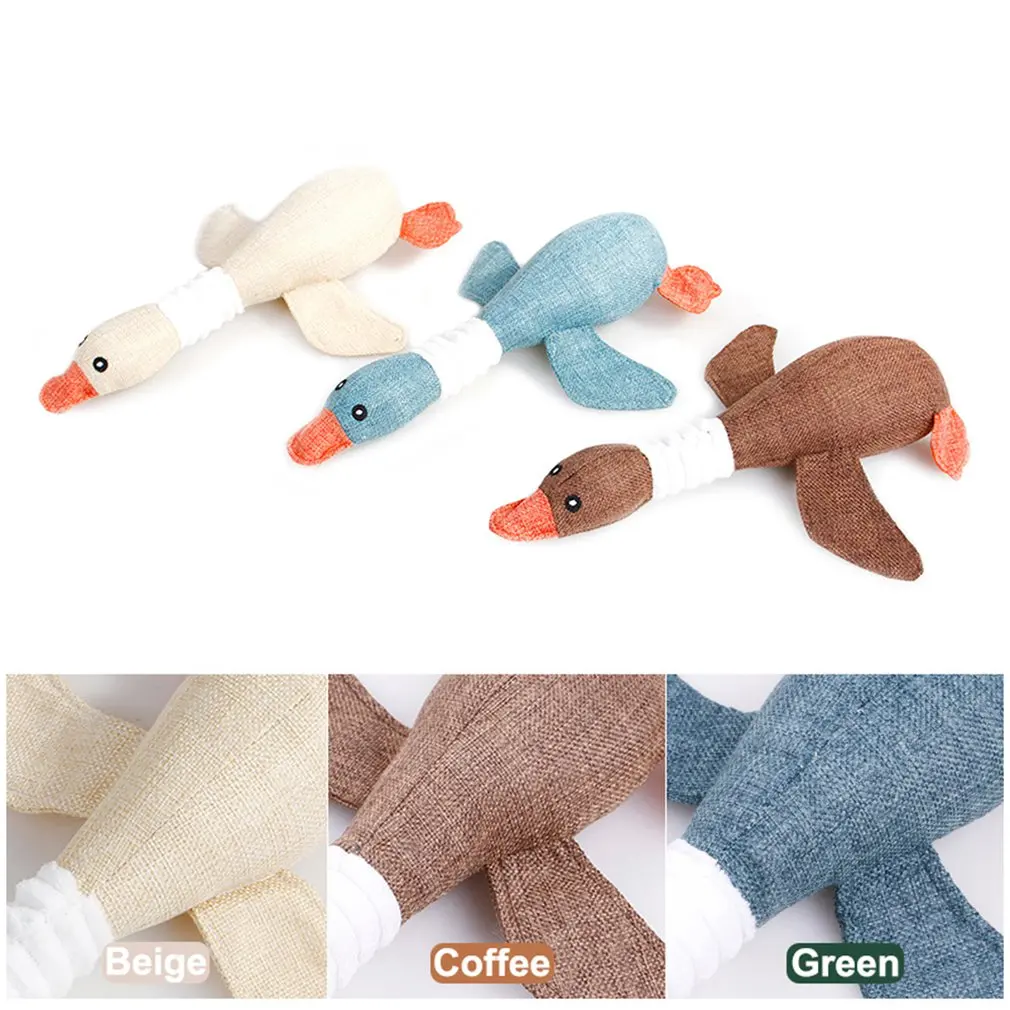 การ์ตูน Wild Goose Plush ของเล่นสุนัขความต้านทานกัด Squeaky เสียงของเล่นสำหรับทำความสะอาดฟันลูกสุนัขสุนัข Chew อุปกรณ์
