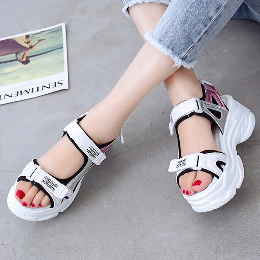 2020Summer Thick Bottom Female Sport Sandals Sexy Hollow Out Open Toe Platform Shoes Women Wedge Casual Shoes Ladies Beach Shoes