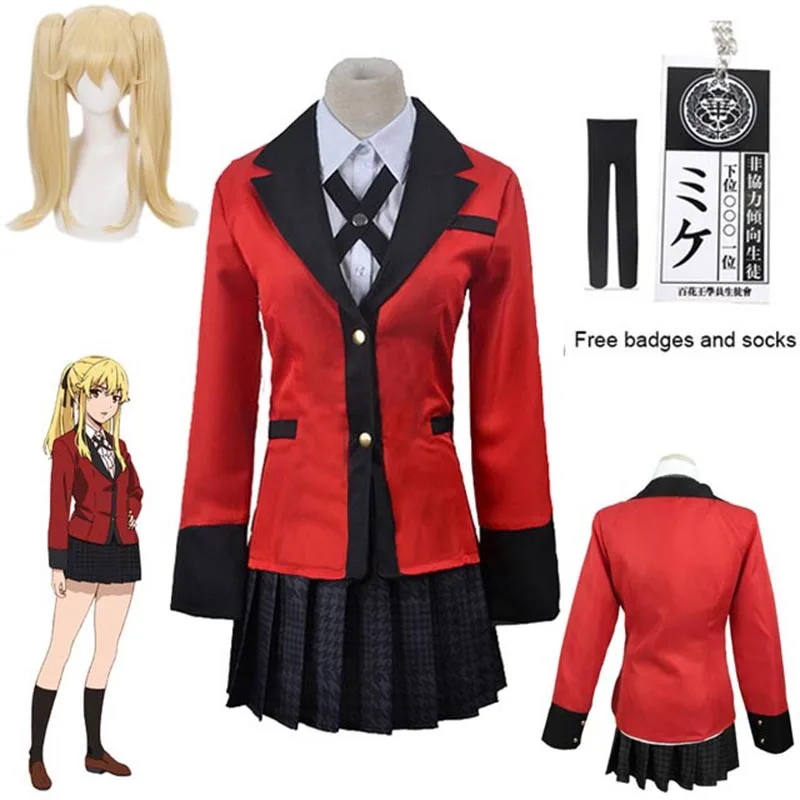 

Meari Saotome Cosplay Costume Kakegurui Compulsive Gambler Cosplay Wigs Halloween Carnival Party Woman School Uniforms