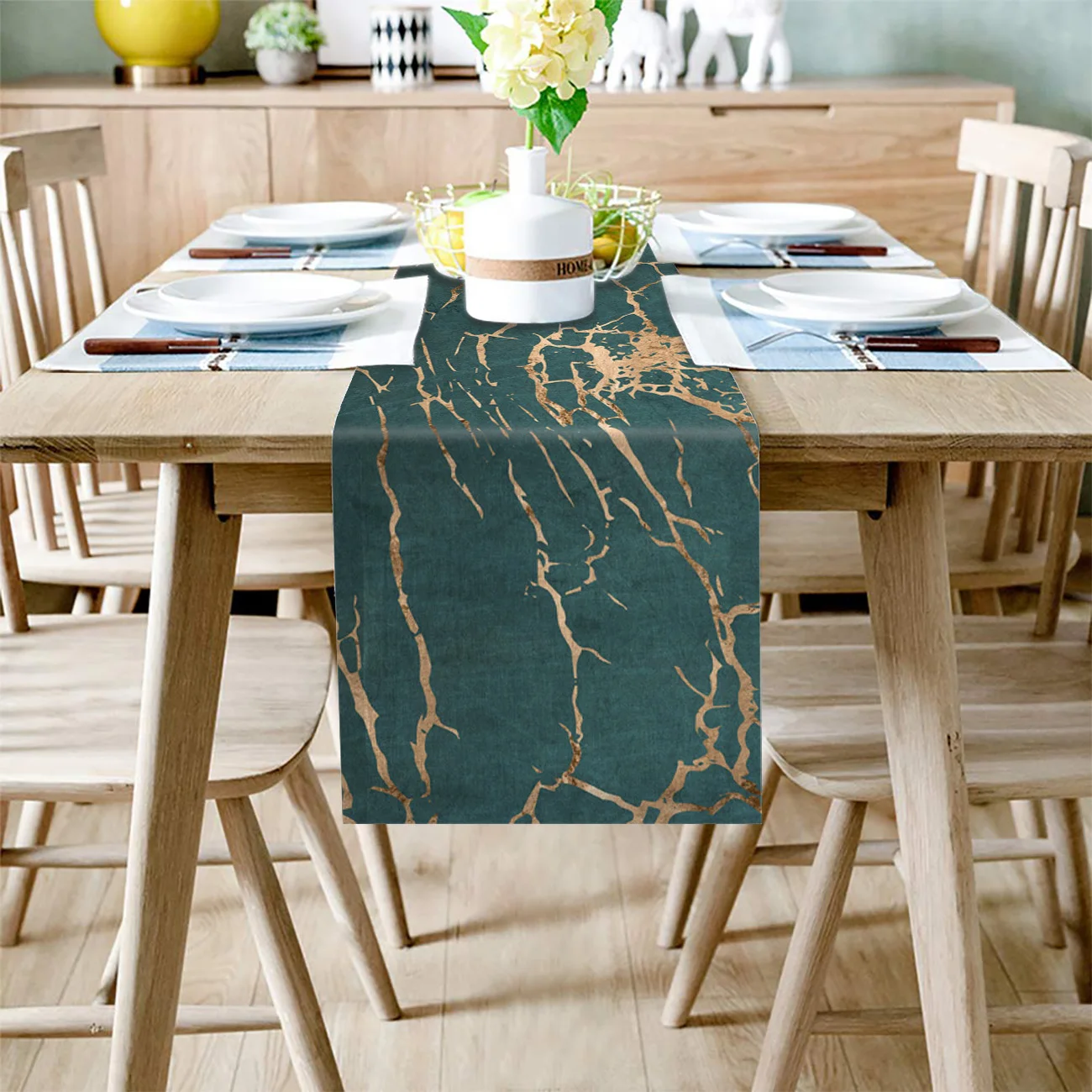 Green Marble Lines Crack Texture Modern Table Runners For Wedding Party Chirstmas Table Mat Coasters Hotel Home Table Decor