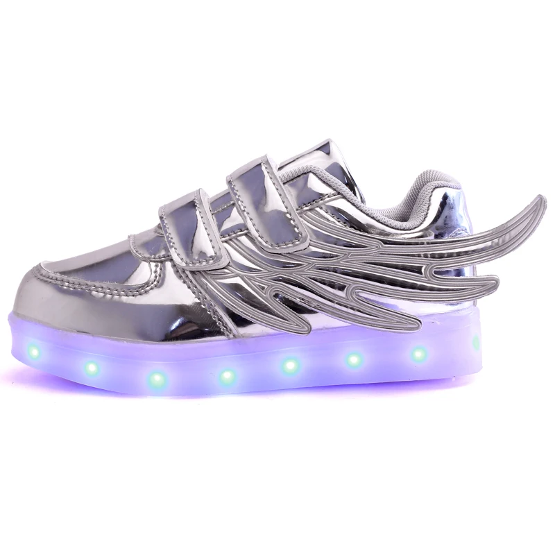 UncleJerry-Zapatillas luminosas con carga USB para niños y niñas, zapatos de moda para correr con luces led