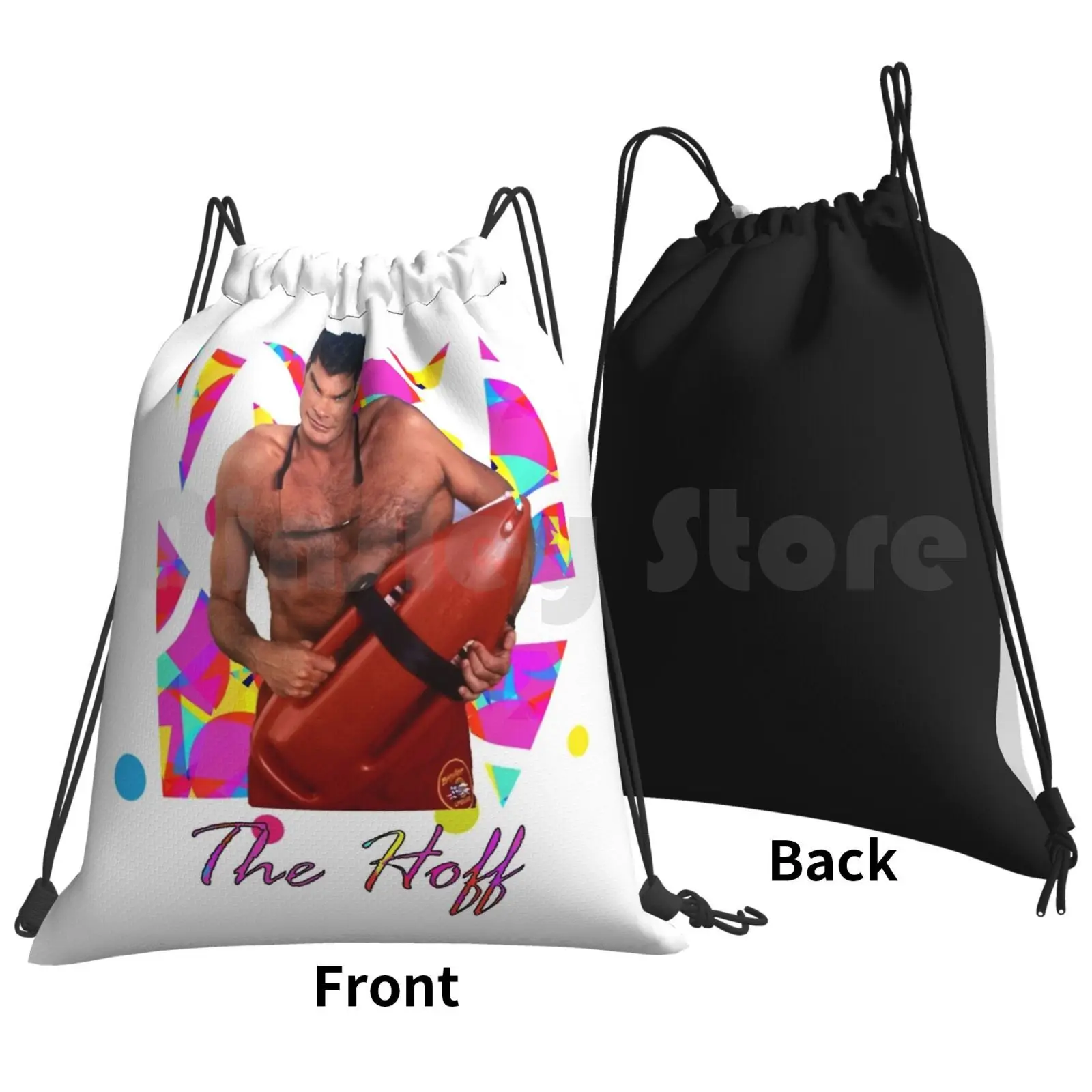 The Hoff Backpack Drawstring Bag Riding Climbing Gym Bag Hoff David Hasselhoff Baywatch 80s 90s Pamela Anderson Nightrider