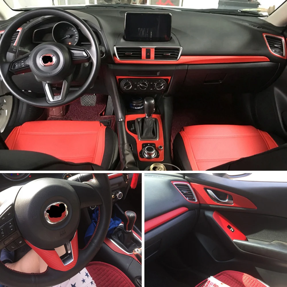 Car-Styling 5D Carbon Fiber Car Interior Center Console Color Change Molding Sticker Decals For Mazda 3 Axela 2013-2018