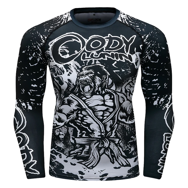 Custom Cody Lundin Men 3D Print jiu jitsu BJJ Rashguard Compression Cool Graphic Cycling T-Shirt Long Sleeve Fitness Gym Shirt