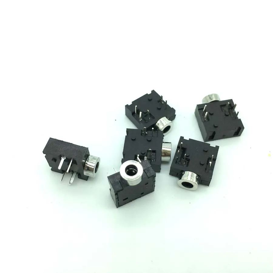 20 pces o soquete de áudio power PJ-204 2.5mm dip 5 pinos preto capa pj204 fone de ouvido soquete