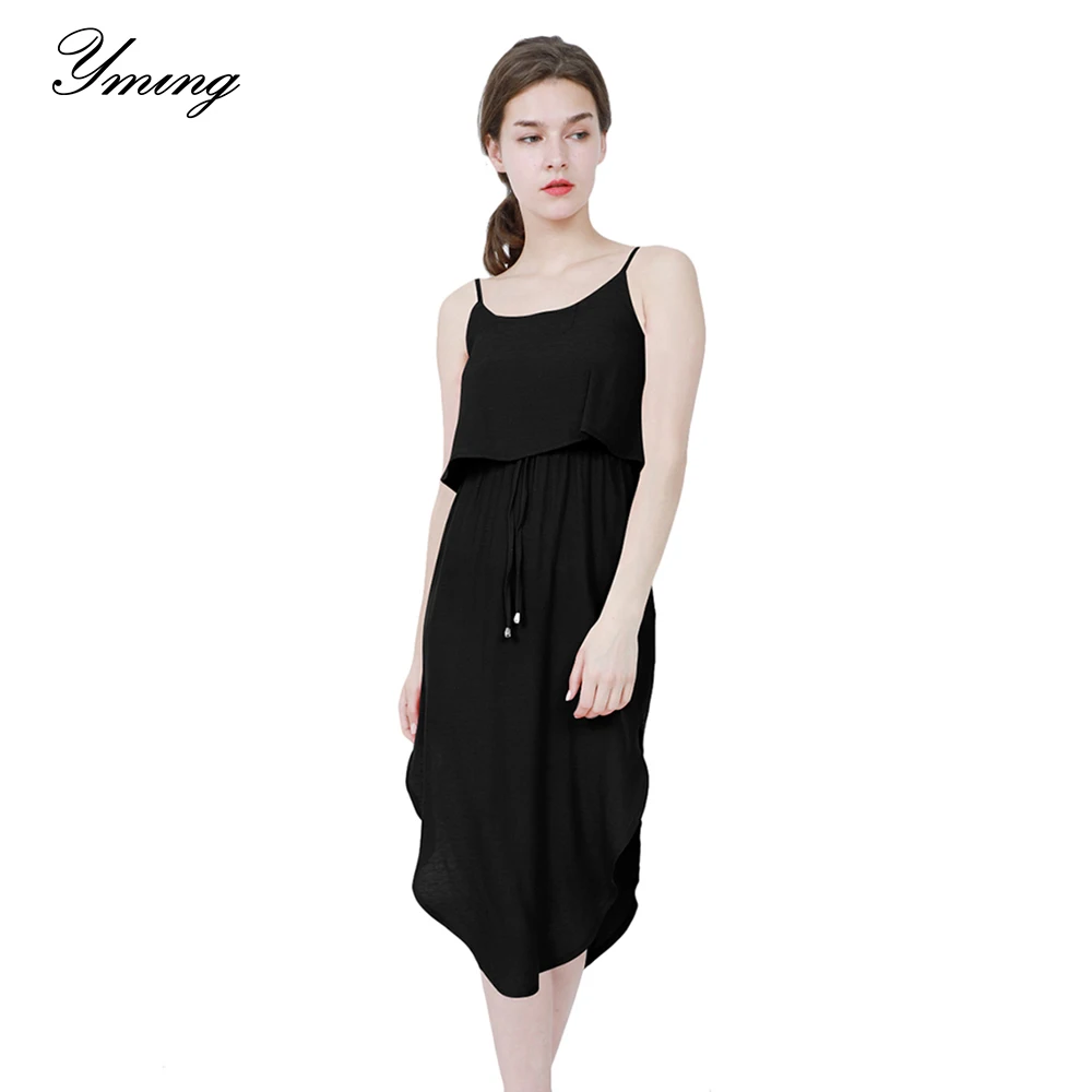 

YMING Summer Women Dress Backless Party Beach Dresses Strippy Casual Sleeveless Sundress White Black Vestidos Long Dress Clothes