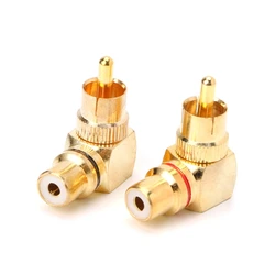 2X Brass RCA Right Angle Male To Female Gold Plated Connector 90 Degree Adapters W8ED