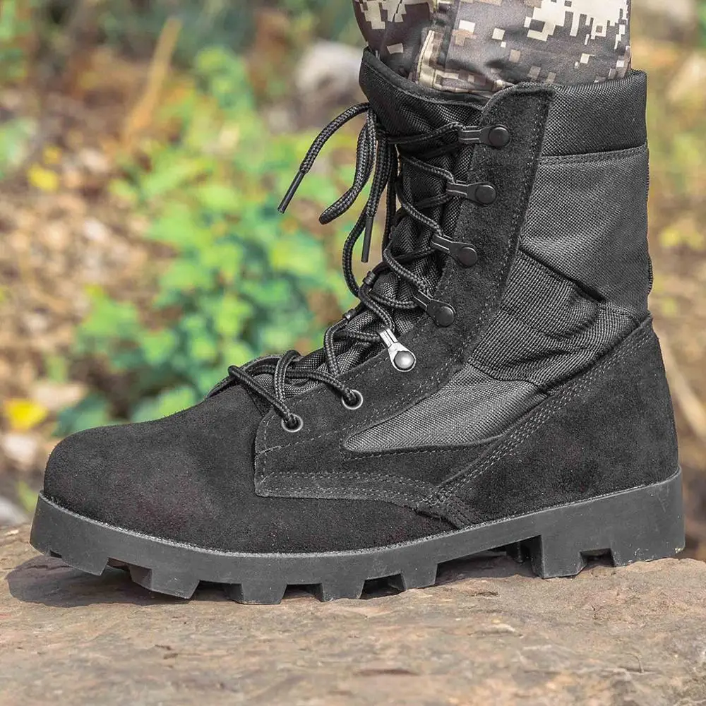 

Men Hiking Sneakers Outdoor Trekking Breathable Male Shoes Black Suede Tactical Boots Big Size