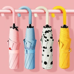 U-shaped handle Pocket Mini Umbrella Anti UV Paraguas Sun Umbrella Rain Windproof 3Folding Portable Umbrellas for Women Children