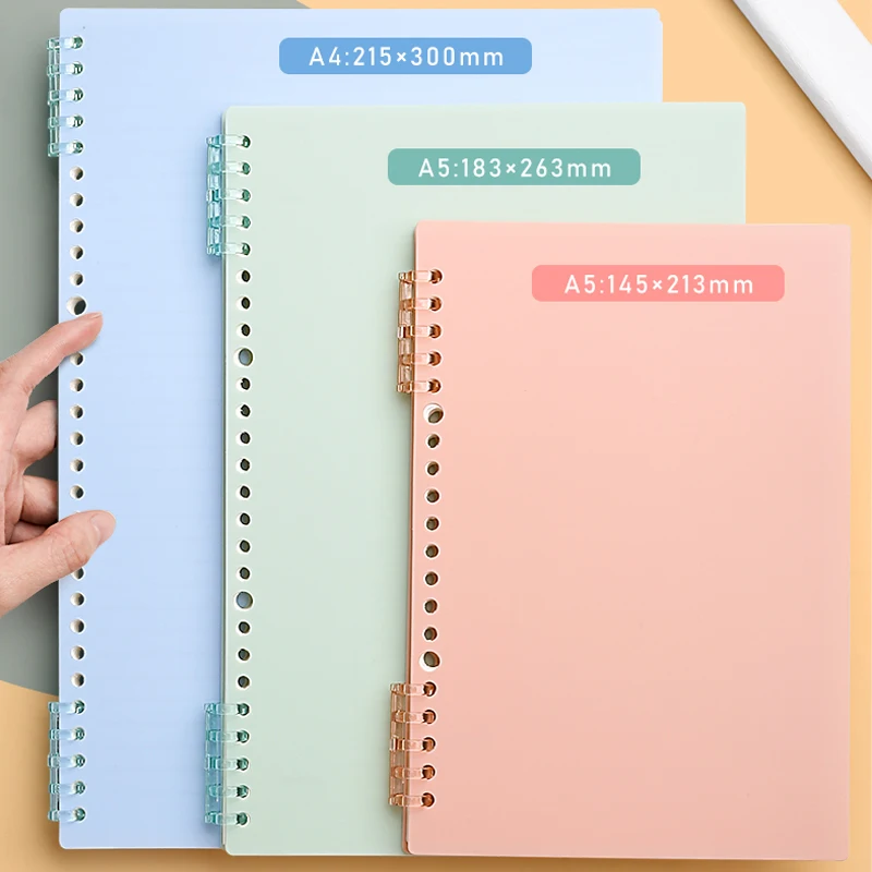 6 Sheet A5/B5/A4 Loose-Leaf Book Cover 20/26/30 Hole Spiral Binder Ring Notebook Office Accessories Combs Documents Protector