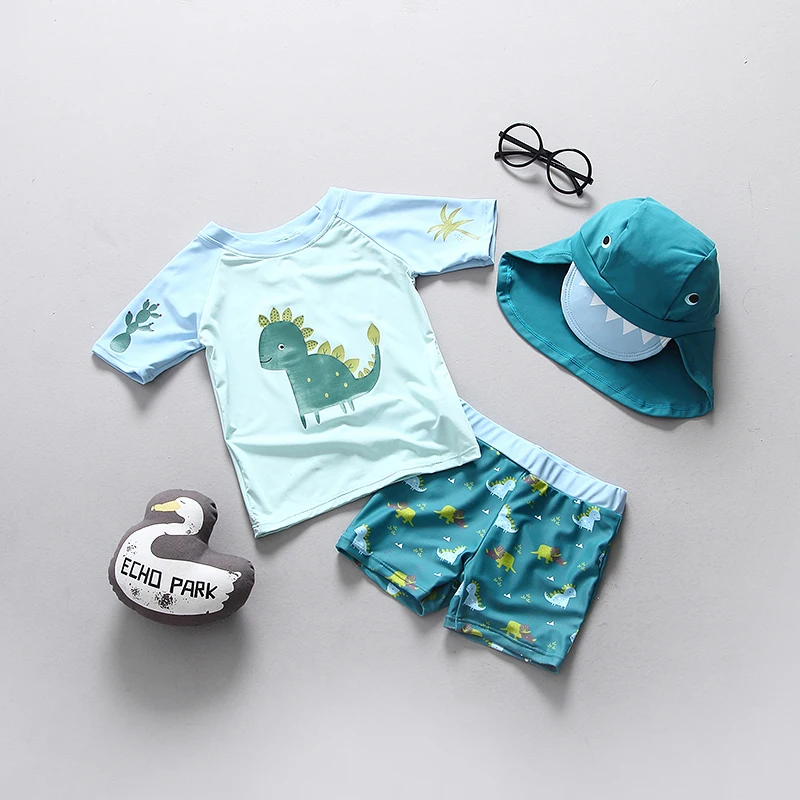 2021 UPF50+ Swimsuit Kids Cartoon Dinosaur Toddler Baby Boy Bathing Suit Children's Swimwear 2-8 Years Swim Clothes Swimsuits