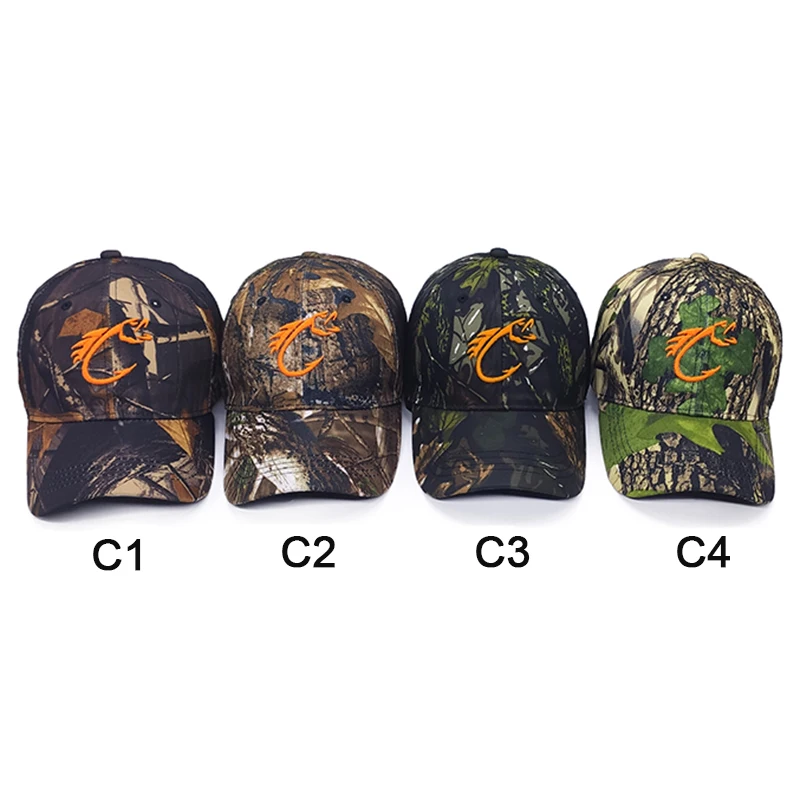 Outdoor Jungle Fishing Baseball Cap Hat Men Camouflage Hunting Hat Embroidered Fish Hook Casquette Bone Cotton Camo Dad Caps