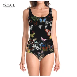 CLOOCL Butterfly Pattern 3D Print Girls One-piece Swimsuit Bathing Suit Sleeveless Was Thin Sexy Fashion Women's Swimwear