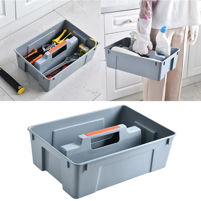 2 Dividers Tool Storage Box Portable Plastic Hardware Toolbox with Handle Home A0KF