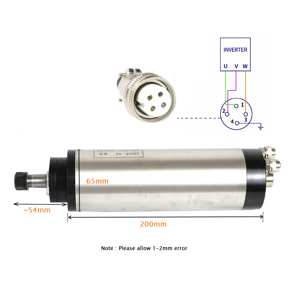 Imagem -03 - Motor Water-cooled do Eixo 1.5kw 110v Er11 24000rpm Rolamentos para a Fresadora do Cnc