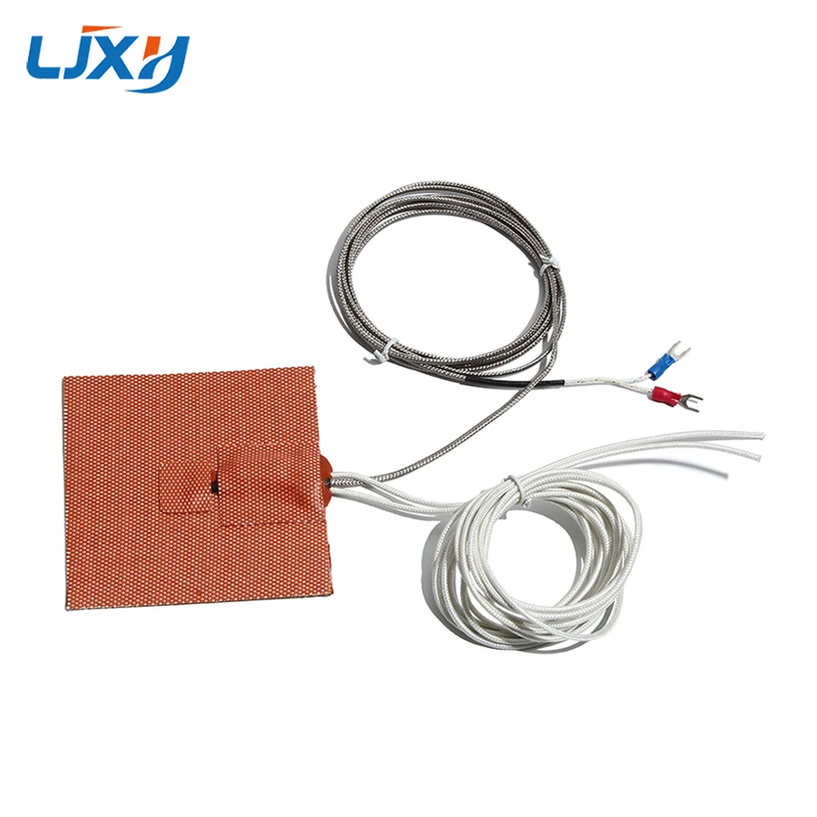 

LJXH 200mm High Temperature Resist K-type Thermocouple Silicone Rubber Heating Pad 3M Adhesive Polyimide Film 3D Printer Heater