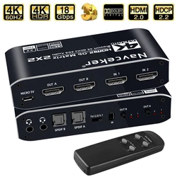 2x2 kompatybilny z HDMI przełącznik Splitter Matrix z SPDIF i L/R 3.5mm HDR przełącznik kompatybilny z HDMI 4x2 obsługa HDCP 2.2 ARC 3D 4K @ 60Hz