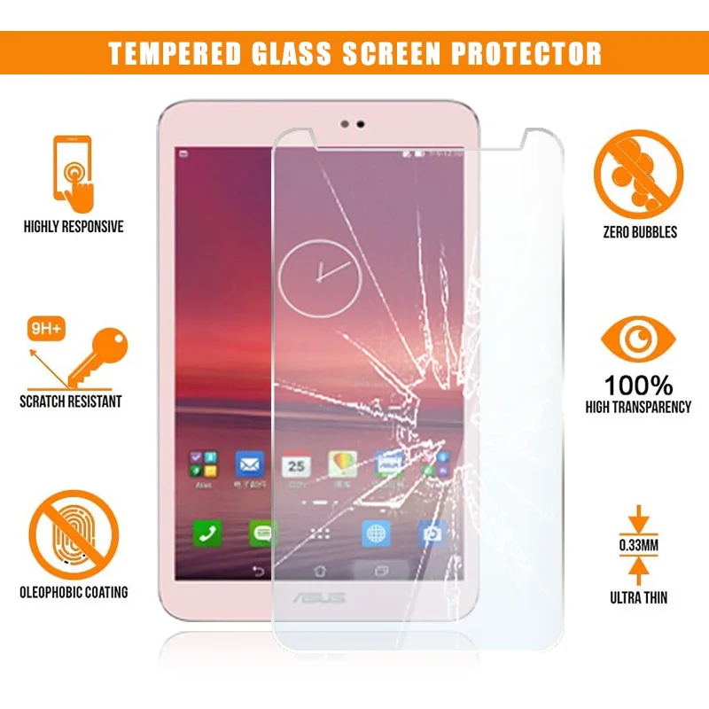 

For Asus MEMO Pad 8 ME581C ME581CL Tablet Tempered Glass Screen Protector Scratch Proof Anti-fingerprint HD Clear Film Cover