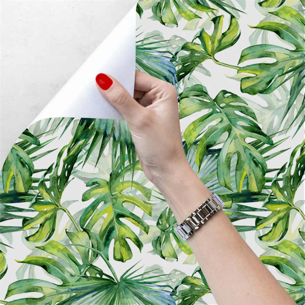 Peel And Stick Removable Palm Leaf Self-Adhesive Wallpaper Prepasted Waterproof Wallpaper For Restaurant Wall Decortion Stickers