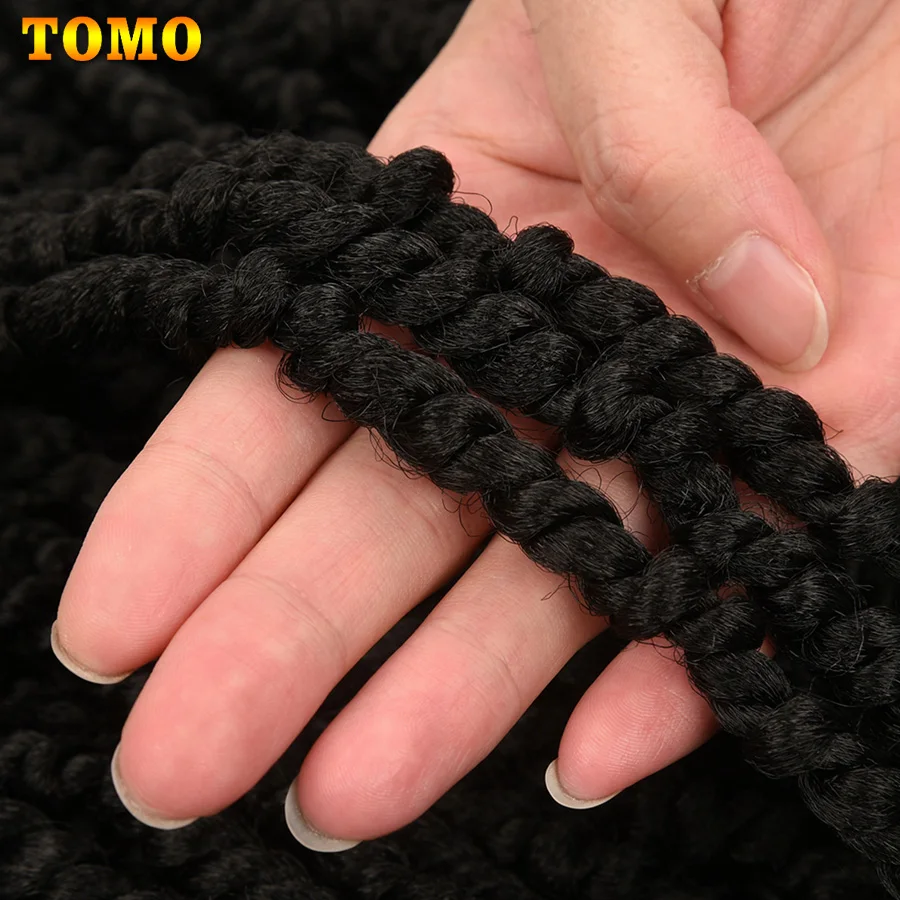 TOMO Fluffy Crochet Braids Synthetic Spring Twists Hair 12 Root Ombre Braiding Hair Extensions Braids Passion Twist 12/18/24inch