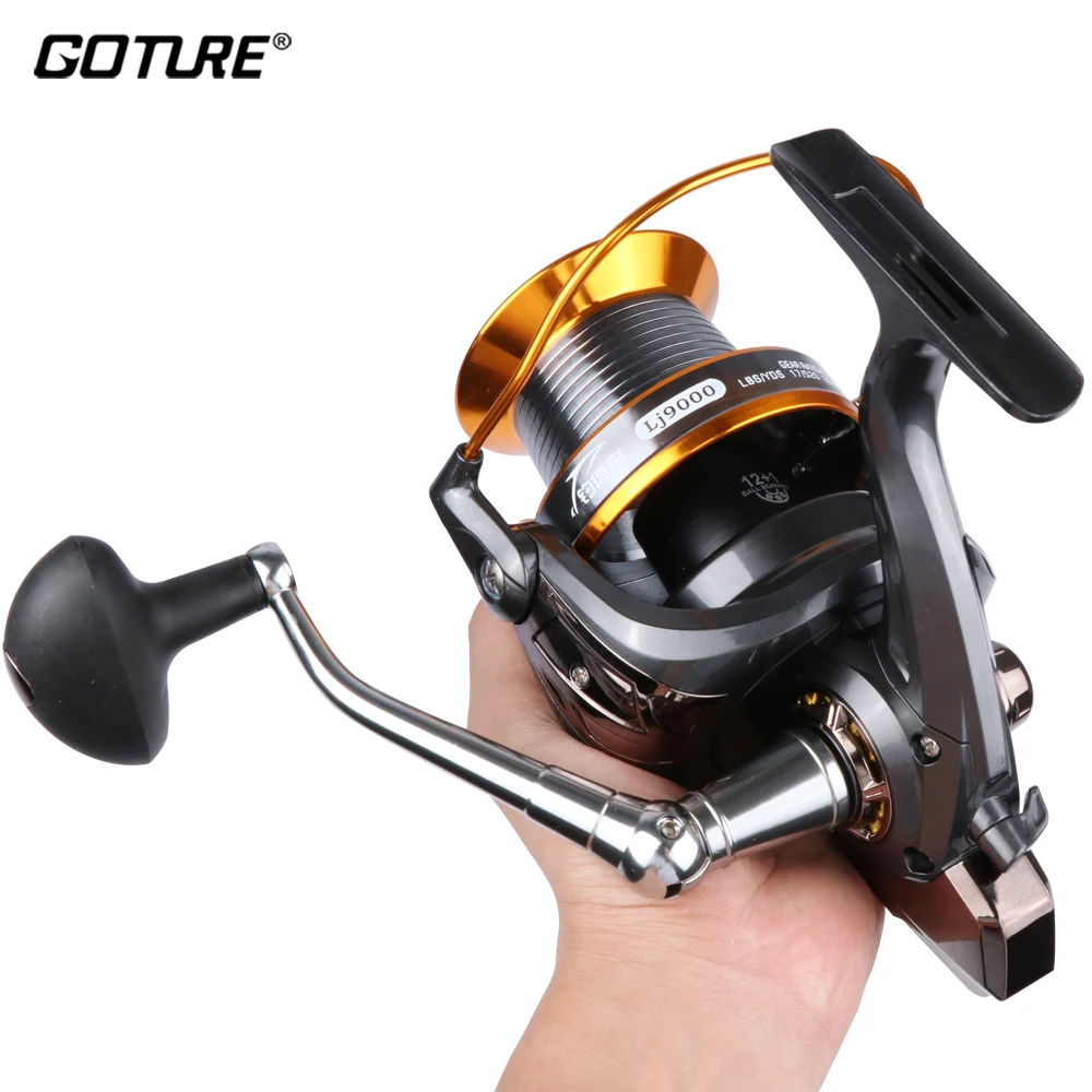 

LJ9000 Saltwater Boat Fishing Reel Big Spinning Reel Carp Fishing wheel 12+1BB Metal Spool For Trolling Long Casting