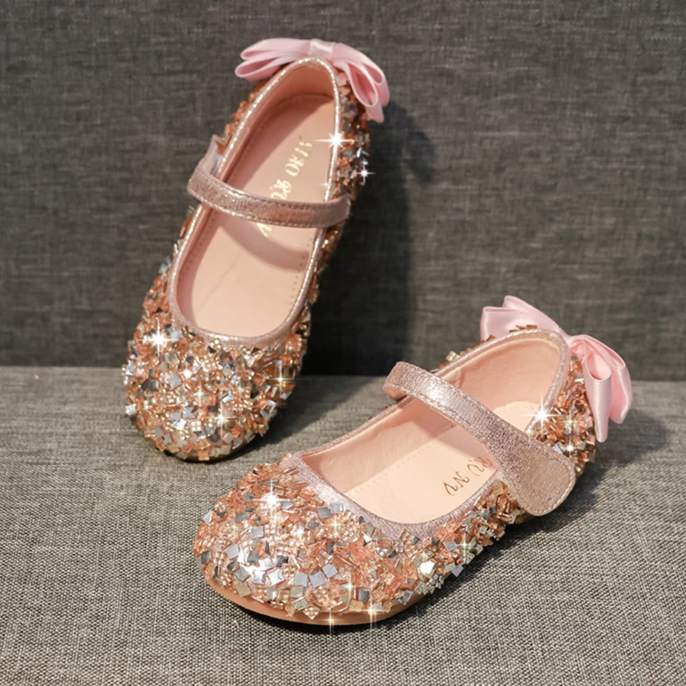 

Toddler Girls Sparkly Shoes Rhinestone Party Flower Girls Shoes for Birthday Party Glitter Shiny Kids Photoshoots Performance 3t