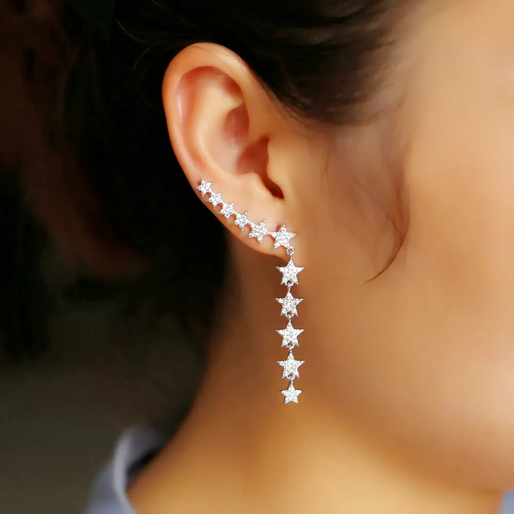 2025 ارتفاع الموضة النسائية حساسة لطيف ستار المبهر Dorp القرط لفتيات جميلات 11 تشيكوسلوفاكيا نجوم سحر العلامة التجارية غرامة أقراط مجوهرات