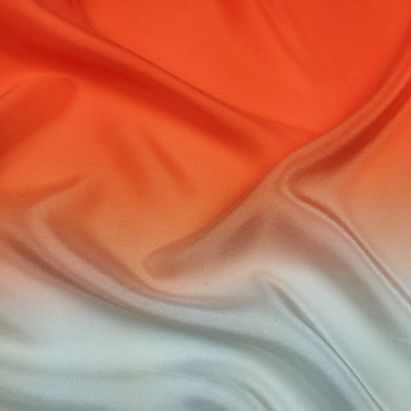 Gradual tone style orange to gray white gradually changing color silk Crepe DE chine fabric,SCDC731-M