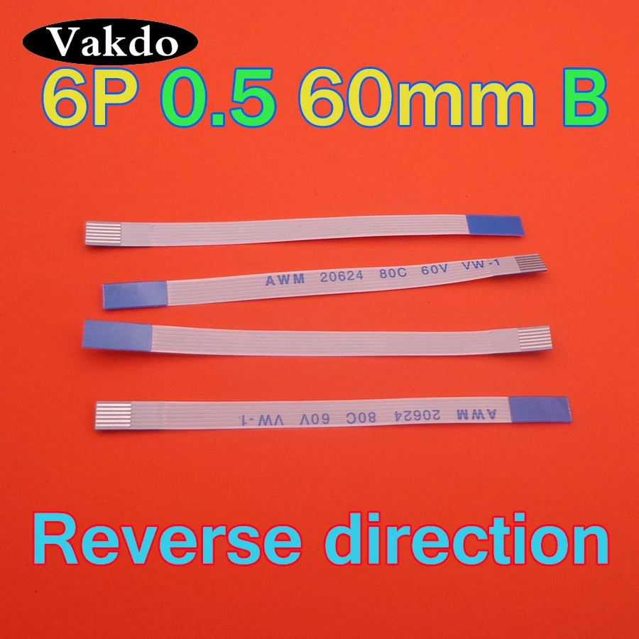 50pcs/lot Type b 60mm FFC FPC 6pin 0.5 pitch Flat Ribbon Flex Cable 6 pins 20624 AWM 80C VW-1 60V