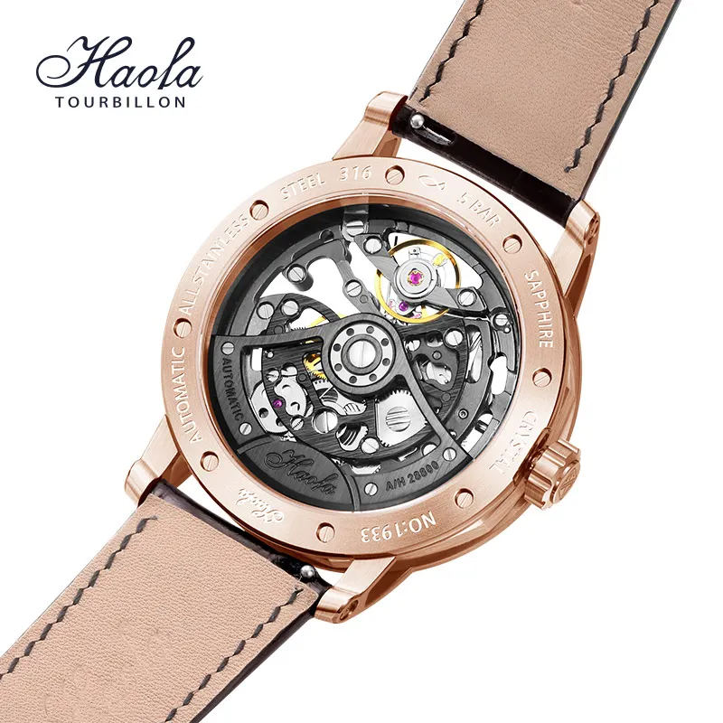 HAOFA Luxury Automatic Mechanical Watch for Men Sapphire Skeleton Ceramic Scale Luminous Man Watches Waterproof Business 1933