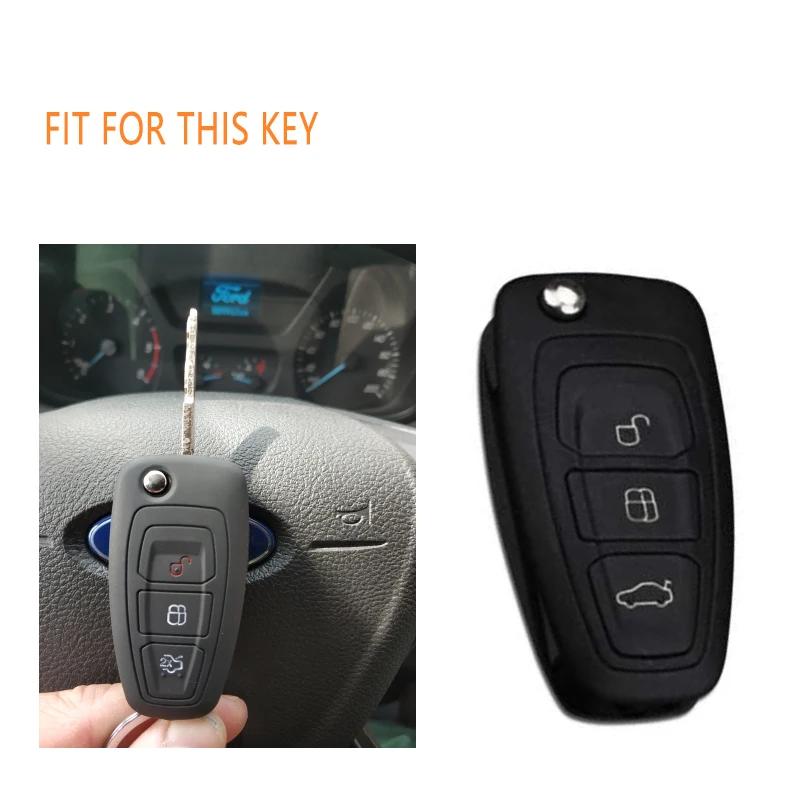 For Ford Focus Ranger Grand C-Max S-Max Galaxy Mondeo Transit Tourneo Custom Ranger Silicone Car 3 Buttons Key Cover Case Shell