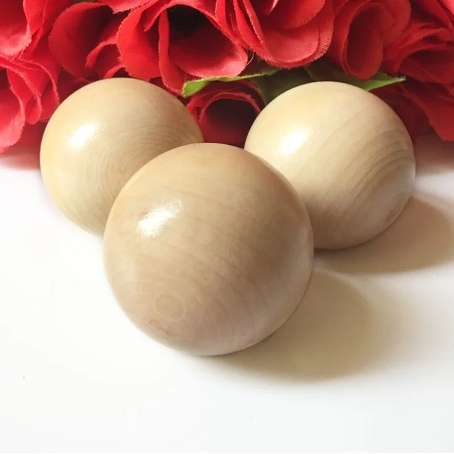 Freeshipping natural color 45mm wooden ball, with clear varnish for wholesale