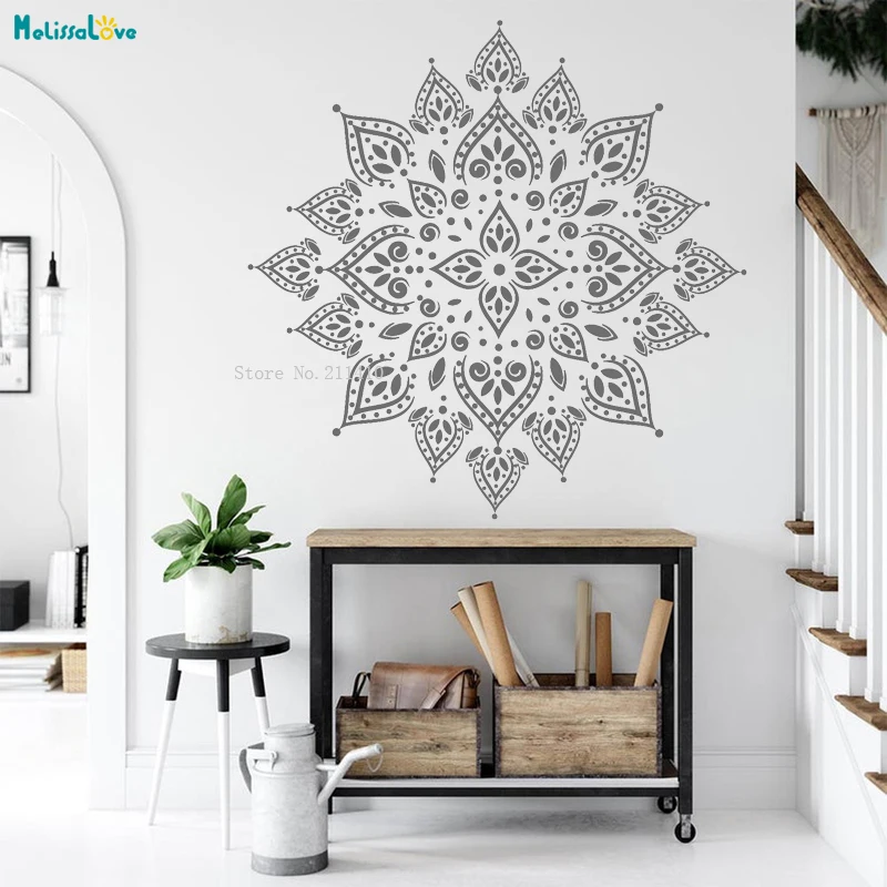 Mandala Flower Symbol Vinyl Wall Decal Mindfulness Meditation Yoga Zen Relaxation Stickers Removable Unique Gift YT4172